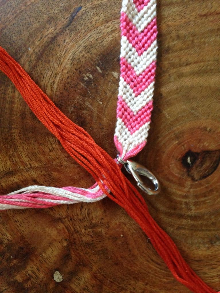 Beginning of tassel for friendship bracelet
